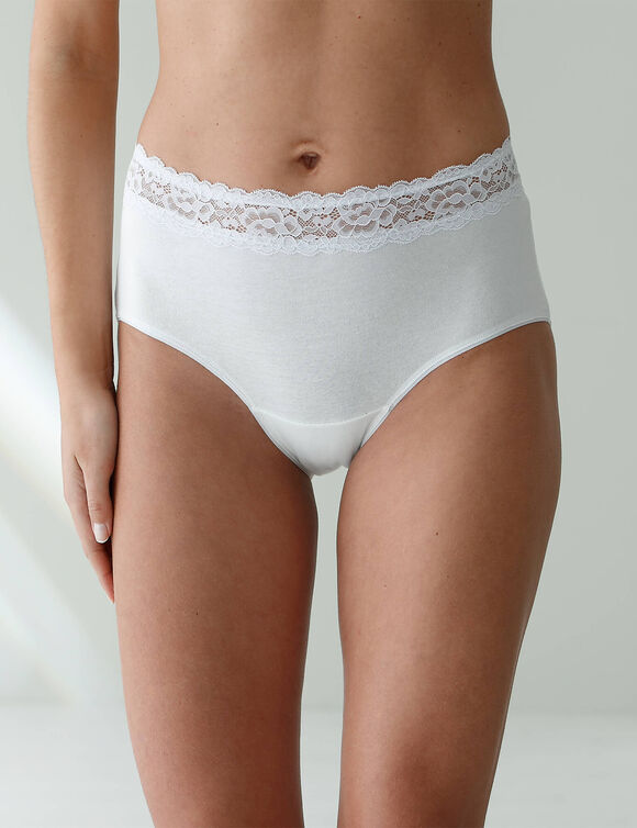 Culotte supermaxi coton stretch ceinture dentelle - lot de 2 (blanc) Culotte supermaxi coton stretch ceinture dentelle - lot de 2 (blanc)